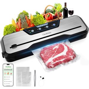 Automatic Food Vacuum Sealer Machine | Beelicious Pro 80KPa 8-In-1 Food Vacuum Saver with Starter Kits, Silver-Grey