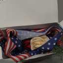 71" Patriotic Wreath Bow with Artificial Roses Double-Sided Red White and Blue American Flag Ribbon Swag for 250th Anniversary 4th of July Independence Day Front Door Decorations