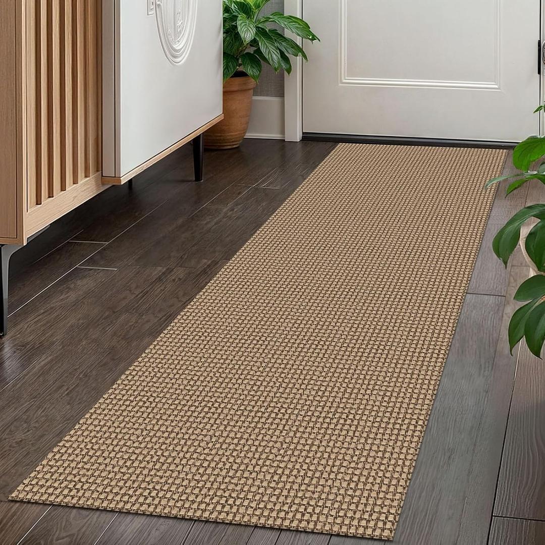 KOZYFLY Boho Runners for Hallways 2x5 ft Washable Kitchen Runner Non Slip Rubber Backed Hall Runners Cotton Entryway Runner Rugs Floor Carpet for Indoor Backdoor Bedroom Kitchen, Tan/Orange/Brown