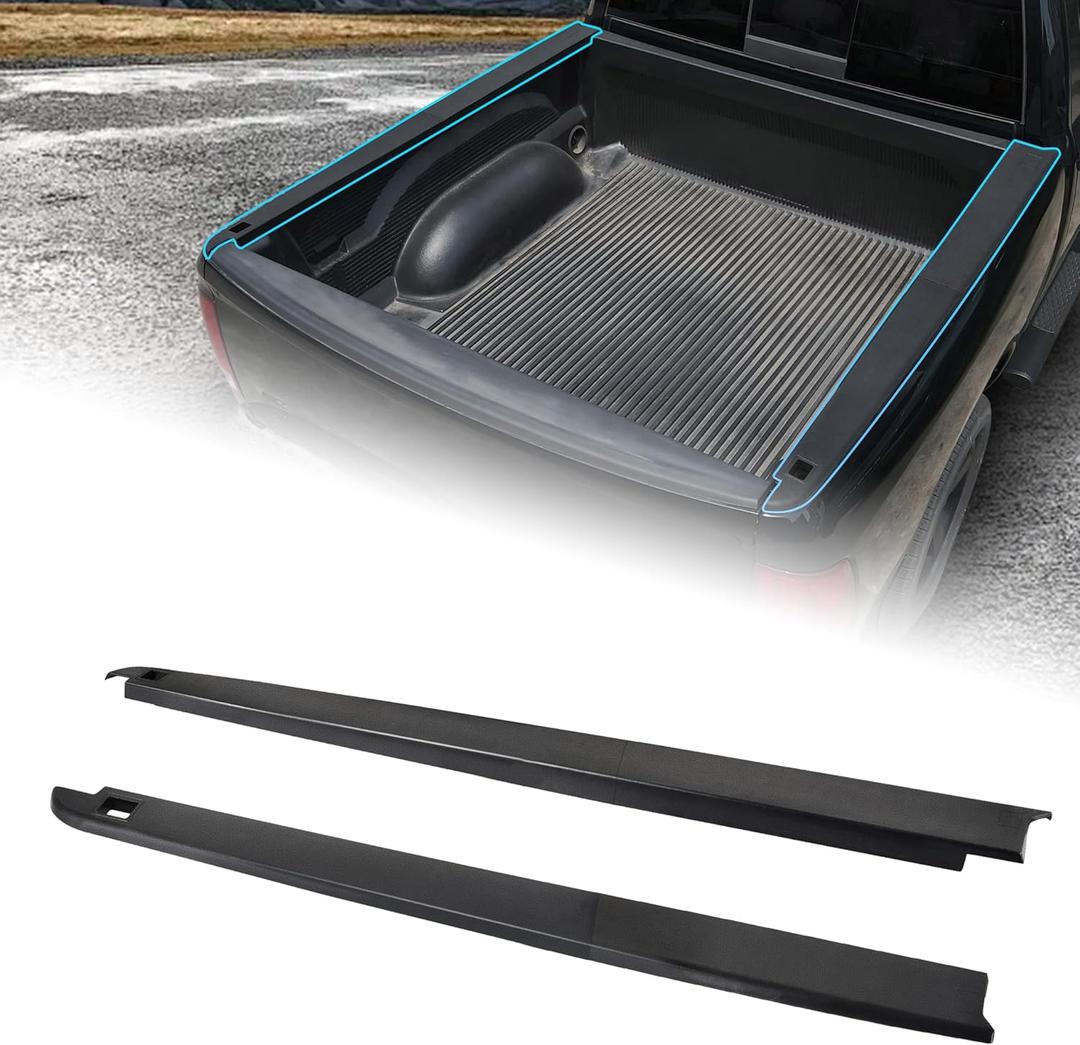 KEWISAUTO Bed Side Rail Cap Cover W/Stake Holes for 2009-2018 Dodge Ram 1500 with 5'7" Bed, Black Truck Right & Left Side Bed Rail Protector for 2009-2018 Dodge Ram 1500 Accessories