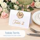 50 Pack Place Cards with Antique Gold Wax Seal Sticker, Name Cards for Table Setting, 4x3 inches Table Tent Card Stock Decor for Party, Wedding Dinner & Events (Pearlescent White)