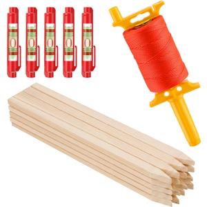 48 Pc 24'' Wooden Garden Stake, 1 Pc Mason Line String with Handle