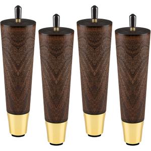 Wood Furniture Legs 8 inch - Sofa Legs Set of 4 Replacement Couch Legs - Round Furniture Feet Replacement for Legs for Furniture - Sofa Legs, Chair, Dresser, Ottoman, Coffee Table, Cabinet, Etc. Brown