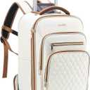 Rolling Backpack- 17 Inch Laptop Bag with 2 Wheels, Flight Friendly Size, Opening from 90-180, Wheeled Backpacks for Women, Carry-On Luggage for Overnight Travel College Work Coummute, Beige