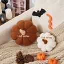 2 PCS Fall Pumpkin Pillows Brown White Simulated Pumpkin Shaped Pillow Halloween Decoration Throw Pillows Fluffy Pumpkin Pillows Cushion Decor for Fall Thanksgiving Halloween Bedroom Sofa Couch