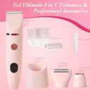 Bikini Trimmer for Women, 3 in 1 Hypoallergenic Painless Ceramic Blade Electric Face Razors for Shaving, Facial Pubic Hair Removal Shaver for Shower Use Summer Essentials(Light Red)