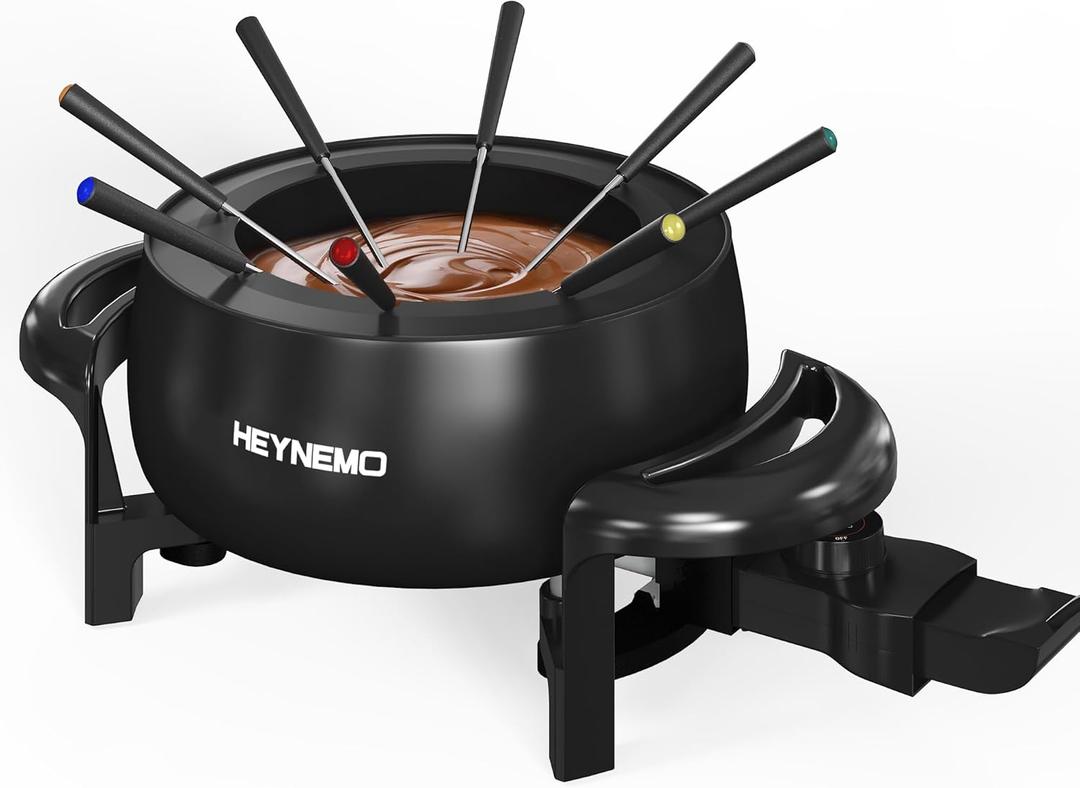 Electric Fondue Pot Set, 3 Quart Fondue Set for Melting Chocolate Cheese with 8 Color-Coded Forks, Adjustable Temp Control, 1000W Non-Stick Fondue Maker for Dessert, Broth and Oil