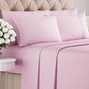 King 6 Piece Sheet Set - Cooling Sheets for Hot Sleepers - Hotel Luxury Bedding Set with 8-16 Inch Deep Pockets - 1 Flat & 1 Fitted & 4 Pillowcases - Ultra Soft, Easy Care & Wrinkle Free - Light Pink