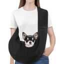 Pawaboo Small Dog Sling Carrier, Reversible Hands Free Dog Sling Carriers for Small Dogs and Cats, Puppy Slings Carrier with Safety Harness, Puppy Essentials, Black