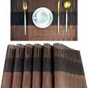 PIGCHCY Placemats,Washable Vinyl Woven Table Mats,Elegant Durable Placemats for Dining Table Set of 6 (Bamboo-Brown)