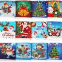 Clabby 12 Pcs 12 Pcs Christmas Card Making Kits, 5D Diamond Art Greeting Card, DIY Christmas Diamond Art Painting Crafts Advent Calendar Round Drill Gem for Party Adults Holiday Friend Family (Warm)