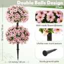 Daifunli 28 Inch Set of 2 Artificial Flowers Topiary Tree Double Ball Boxwood with Spikes for Outdoor UV Resistant Faux Shrubs, Realistic Fake Bushes for Garden Front Porch Patio Decor (Pink)