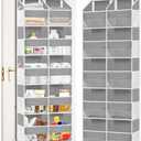 Over The Door Organizer, 5-Tier Extra Large Behind Door Storage with 10 Big Front & 10 Mesh Pockets, 80lb Capacity, Hanging Storage Organizer with Clear Window Kids Toys, Shoes, Diapers, Light Grey