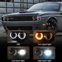 Xenon Headlights Assembly W/AIR Catcher Compatible with Dodge Challenger 2015 2016 2017 2018 2019 2020 HID Model Headlamps Pair with Black Housing Replacement Driver Left & Passenger Right