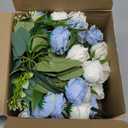 Zeyune 8 Pack 12 Inch Blue and White Roses Artificial Flowers with Long Stem 80 Head Fake Blue Rose Silk Flowers for Wedding Bridal Bouquet Baby Shower Table Centerpieces