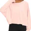 Darong Women's Open Back Athletic Shirt | Open back, Oversized, Crop length, Thumb Holes, Long sleeve, Loose fit, Y2k yoga, Athletic shirts (Pink, L)
