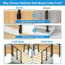 36" Side Mount Stair Railing Post, Stainless Steel Right Side 25~35 Stair Post w/Cable Grommets, Space-Saving Fascia Mount Deck Stair Railing System, 1/8" Black Cable Railing Kit, RG73