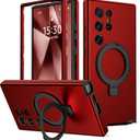 Designed for Samsung Galaxy S24 Ultra Case with Magnetic Ring Stand [Compatible with Mag-Safe][Military Grade Drop Protection][Build in Kickstand] S24 Ultra Phone Case 6.8",Red