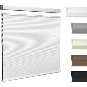 Boolegon Top Down and Bottom Up Blackout Cellular Shades Cordless Honeycomb Blinds for Windows Custom Size, White, Any Size