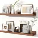 Fun Memories Picture Ledge Shelves Set of 2, 24 Inch Rustic Wall Mounted Floating Shelves with Lip for Home Storage and Dcor in Bathroom, Kitchen, Nursery, Bedroom, Living Room, Walnut (24inch)
