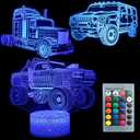 3D Illusion Car Automotive Night Light Three Pattern 16 Color Change Decor Lamp Desk Table Night Light Lamp for Kids Children