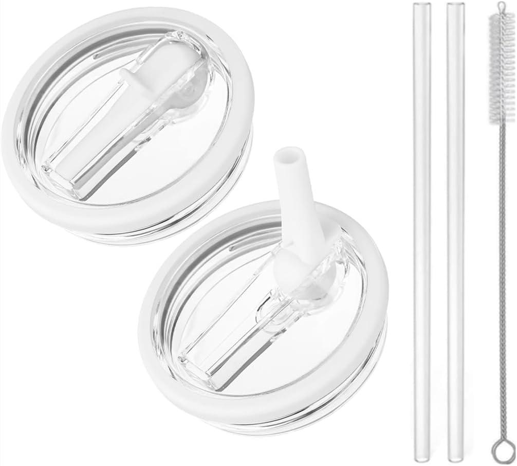 2 Pack 40 oz Tumbler Flip Straw Lid Replacement fit for HydroJug, Spill Proof Splash Resistant Tumbler Lids,Reusable Leak Proof Tumbler Cover for Cup Accessories (Pure White)