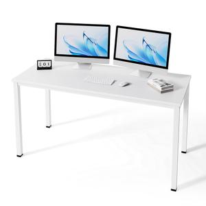 55 Inch White Computer Desk, Home Office Desk, Gaming Study Writing Table