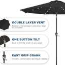 9FT Patio Umbrella with Solar Lights,Outdoor Market Umbrella with Tilt and Crank, LED Lighted Table Umbrella for Garden,Deck,Backyard,Pool,Beach (Black)