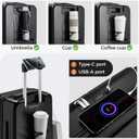 Carry On Luggage Top Opening with Cup Holder & Phone Holder, Expandable PC Hard Shell Suitcase with USB Charging Port, Side Hook, 360° Spinner Wheels, TSA Lock & YKK Zippers, 22 x 14 9 inches