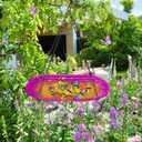 Bee Feeder Watering Station for Garden, Flower Bee Bath for Outside with Glass Balls, Butterfly Bath Bowl for Outdoor Courtyard Decoration (Rose Red)