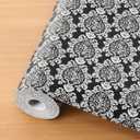 Cooyes Shelf and Drawer Liners for Kitchen Cabinets, Non-Adhesive Cabinet Liners, EVA Waterproof Durable Shelf Paper for Refrigerator, Shelves, Cupboard with European Pattern, Easy to Cut (17.5"W x 78.7"L, White Black)