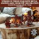 Zonon 6 Pcs Metal Snowflake Table Decor Chocolate Brown Desktop Winter Snowflake Sign Vintage Decoration Sign with Wooden Base for Christmas Winter Holiday Retro Party Wonderland Home