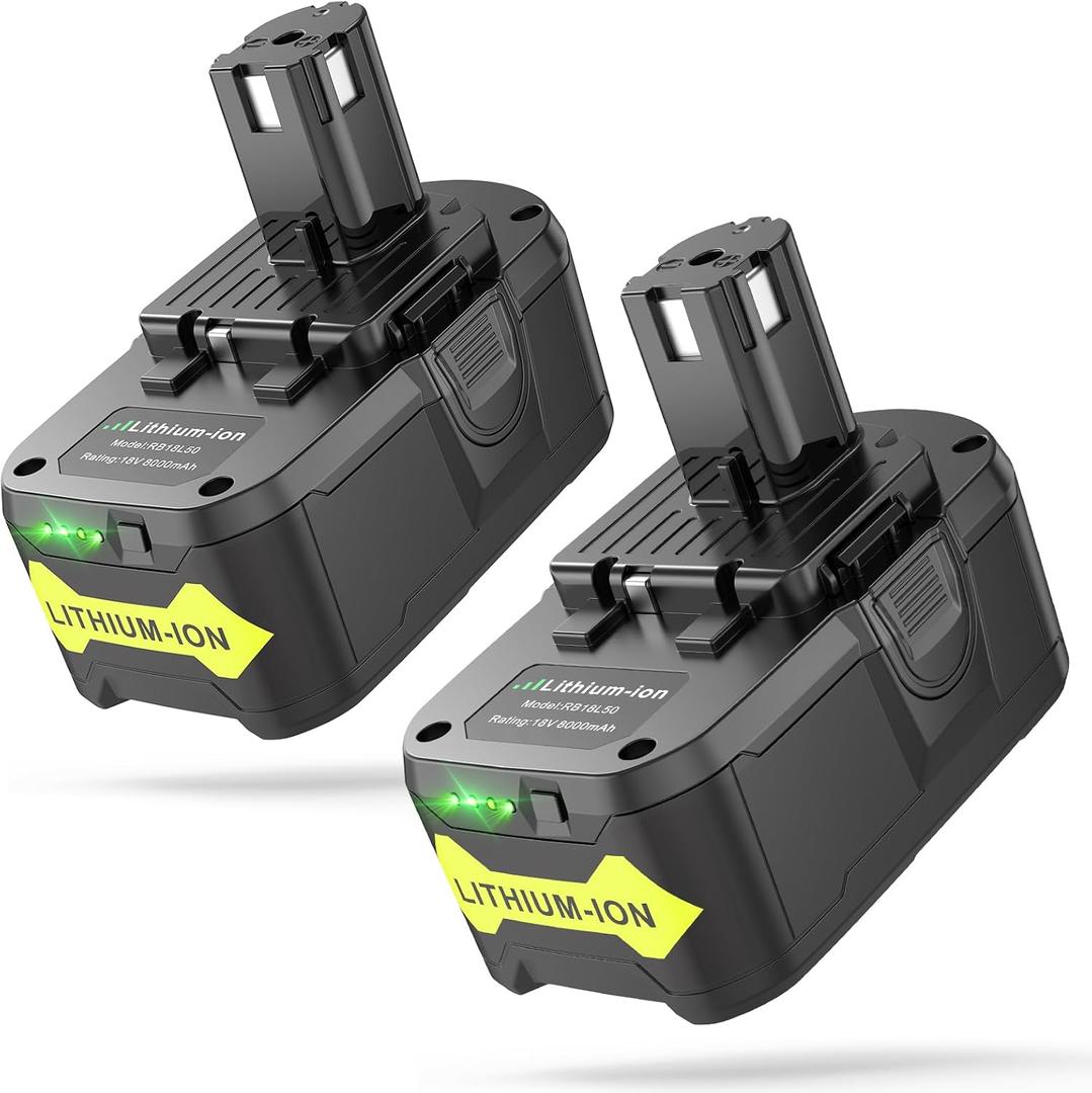 Futurebatt 2 Pack 18V Replacement Battery 8000mAh for Ryobi P102 P103 P104 P105 P107 P108 P109 P122 for Ryobi ONE+ 18-Volt Tools Battery
