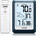 Indoor Outdoor Thermometer Wireless Weather Station, Internal External Thermometer Hygrometer, Home Batteryoperated Temperature Humiditymonitors330 Feet (About 100 Meters) Backlight Display (Blue)