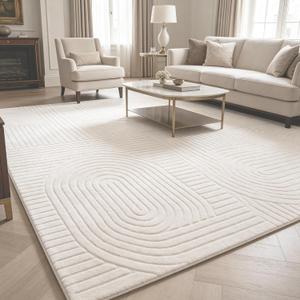 Beige Solid Area Rug 6x9, Washable Rugs for Living Room Bedroom
