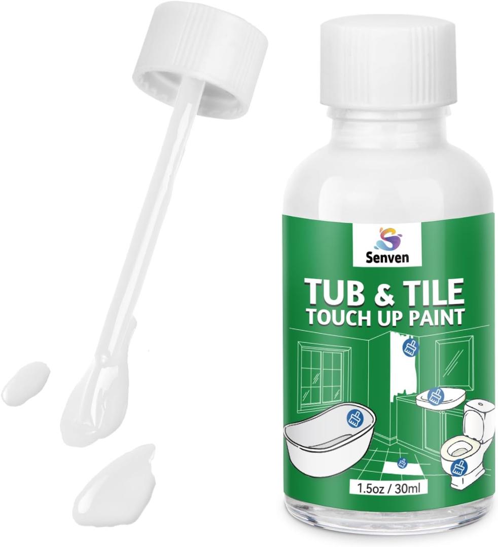 Tub Tile Semi Gloss White Paint Touch Up Paint Kit for Bathtub Porcelain Repair Scratches Cracks Chips on Porcelain Acrylic Enamel Cast Iron Tiles Sinks Countertops Toilets Fiberglass White Acrylic
