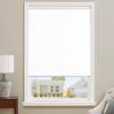 ChrisDowa Cordless 100% Blackout Roller Shade, with Striped Jacquard, Thermal Insulated, UV Protection Fabric, Total Blackout Blinds for Window, French Doors, Home and Office. White, 36" W x 72" H