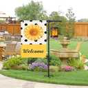 Garden Flag Stand Holder with Shepherd Hooks for 28 x 40 Flag, 63 Inch Height with 3/4 Inch Extra Thick Heavy Duty Garden Flag Pole with 4 Prong Base for Outside Home Yard Patio Decor