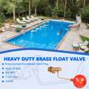 3/8" Water Float Valve for Pool Heavy Duty Brass Auto-Fill Valve, Compact Design with 3" Large Float for Reliable Shut-Off, 125 PSI Water Level Controller