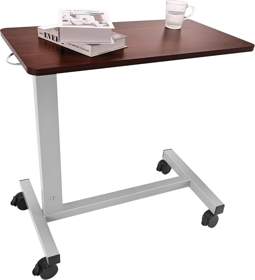 Hospital Bed Table on Wheels Over Bed Tray for Feeding Eating and Laptop, Adjustable Height Heavy Duty with Capacity up to 70 lbs, 31.515.5 inches