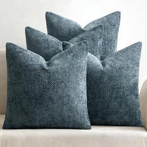 MIULEE Pack of 4 Couch Throw Pillow Covers 20x20 Inch Navy Blue Soft Decorative Chenille Pillow Covers Farmhouse Accent Cushion Covers for Boho Home Decor Sofa Bedroom Living Room