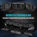 KATUR Motorcycle Windshield Bag Pouch PU Leather with Magnetic Closures Compatible with Harley Touring Street Glide Electra Glide Windshield Bags 1996-2013, 22.24" x 4.92"