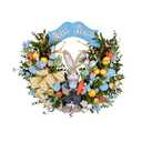 24" Large Easter Wreath for Front Door with Cute Rabbit Carrot Eggs Flowers Bow Sign, Farmhouse Spirng Easter Decoration for Home Porch Wall Mantel Window Outdoor Indoor Decor