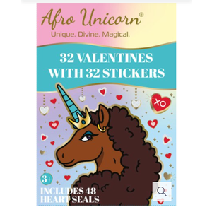 Afro Unicorn® Valentine's Stickers, Pack of 4