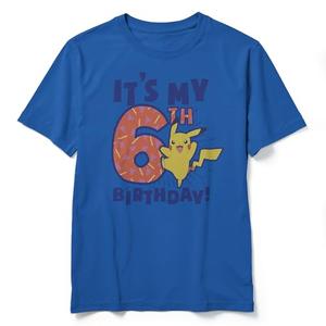 Pokemon Boy's 6th Birthday Shirt - Official Pikachu Graphic Tee - It's My 6th B-Day - Royal Blue - Fun Bday T-Shirt, Size: M