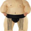 Morph Sumo Wrestler Inflatable Costume, Inflatable Sumo Costume, Blow Up Halloween Costumes For Men, Halloween Costumes Men (One Size, Black)