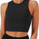 Natural Feelings Nudi Sports Bras for Women Removable Padded Yoga Tank Tops Sleeveless Fitness Workout Crop Tops (Medium, Black)
