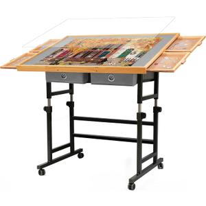 BuilderButler 1500 Pieces Puzzle Table with Wheels, with Drawers and Cover, 33.58" x 24.92" Adjustable Height & 45 Tilting, Puzzle Board for Adults