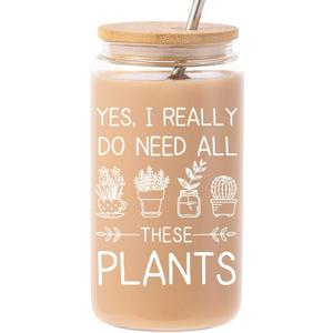 Plant Gifts for Women - Christmas Gifts for Plant Lovers - Cool Crazy Gardening Gift Mothers Day Valentines for Gardener Mom Wife - 16 OZ Glass Cup