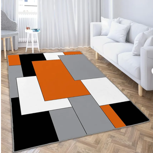 Ansouyi Orange Gray Non-Slip 5x7 ft Area Rugs, Washable Rug Carpet for Living Room, Abstract Color Block Geometric Home Decor Rugs for Game Room Classroom Bedroom Dining Kindergarten Room